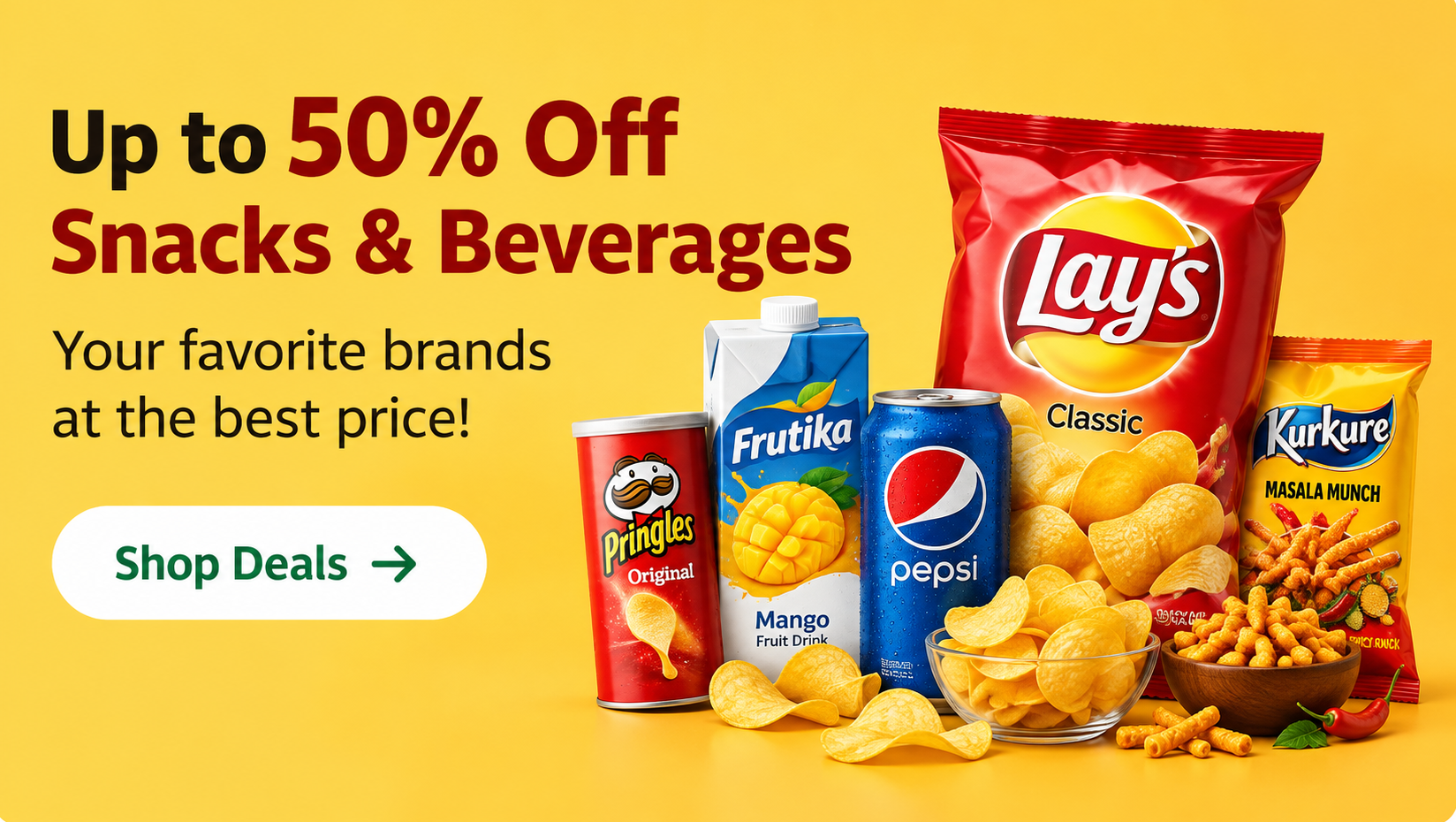 Up to 50% Off Snacks & Beverages